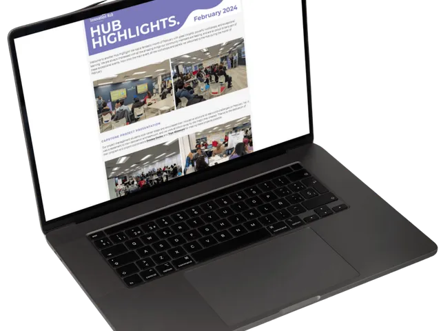Hub Highlights monthly newsletter, February 2024, featuring real event photos.